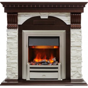 Каминокомплект Dimplex Dublin - Темный дуб / Сланец белый с очагом Chesford