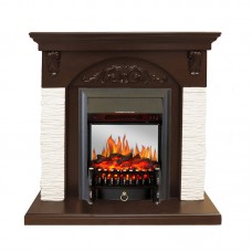 Каминокомплект Royal Flame Bern Сланец мелкий белый / Темный дуб с очагом Fobos FX M Black