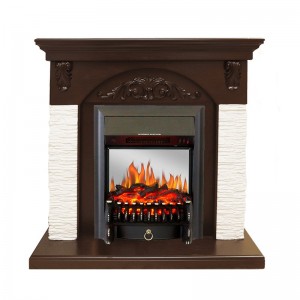 Каминокомплект Royal Flame Bern Сланец мелкий белый / Темный дуб с очагом Fobos FX M Black