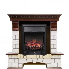 Каминокомплект Royal Flame Pierre Luxe - Темный дуб / Белый с очагом Fobos FX Black