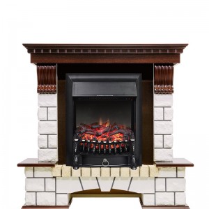Каминокомплект Royal Flame Pierre Luxe - Темный дуб / Белый с очагом Fobos FX Black