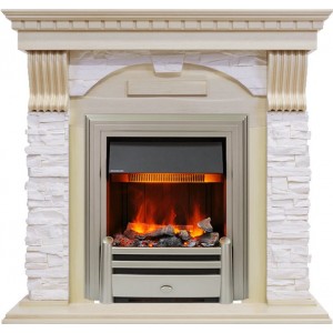 Каминокомплект Dimplex Dublin - Слоновая кость с патиной / Сланец крем с очагом Chesford