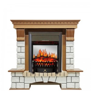 Каминокомплект Royal Flame Pierre Luxe - Дуб / Белый с очагом Fobos FX M Black