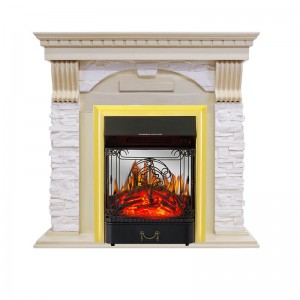 Каминокомплект Royal Flame Dublin - Слоновая кость с патиной / Сланец крем с очагом Majestic FX M Brass