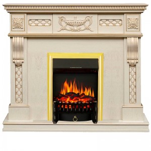 Каминокомплект Royal Flame Corsica - Слоновая кость с патиной (Ширина 1100) с очагом Fobos FX Brass