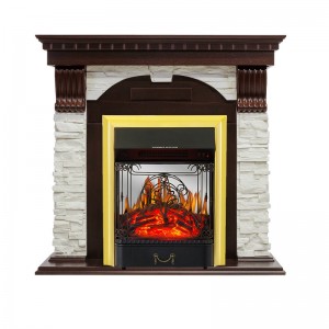 Каминокомплект Royal Flame Dublin - Темный дуб / Сланец белый с очагом Majestic FX M Brass