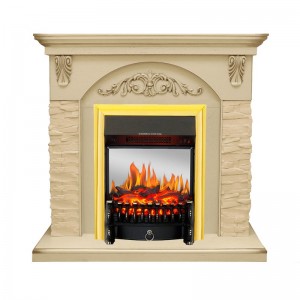 Каминокомплект Royal Flame Bern Сланец крупный бежевый / Алебастр темная патина с очагом Fobos FX M Brass