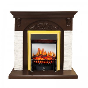 Каминокомплект Royal Flame Bern Сланец мелкий белый / Темный дуб с очагом Fobos FX M Brass