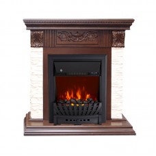 Каминокомплект Royal Flame Luxemburg (каменный) - Сланец/Темный дуб с очагом Aspen Black