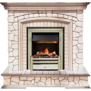 Каминокомплект Dimplex Preston - Белый/Слоновая кость с патиной с очагом Cavendish