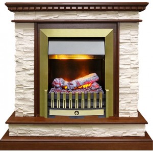 Каминокомплект Dimplex Calgary - Дуб / Сланец белый с очагом Danville Antique Brass FB2