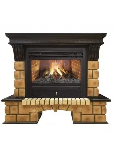 Каминокомплект RealFlame Stone Brick 26 AO с очагом Novara 26 3D