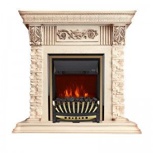 Каминокомплект Royal Flame Luxemburg (каменный) - Сланец/Cлоновая кость с патиной с очагом Aspen Gold