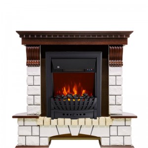 Каминокомплект Royal Flame Pierre Luxe угловой - Темный дуб / Белый с очагом Aspen Black