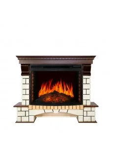 Каминокомплект Royal Flame Pierre Luxe - Темный дуб / Белый (Высота 1095мм) с очагом Dioramic 33 LED FX