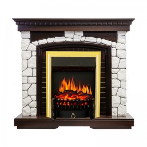 Каминокомплект Royal Flame Glasgow - Темный дуб / Белый с очагом Fobos FX Brass