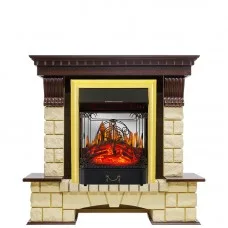 Каминокомплект Royal Flame Pierre Luxe - Темный дуб / Шампань с очагом Majestic FX M Brass