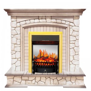 Каминокомплект Royal Flame Preston - Белый/Слоновая кость с патиной с очагом Fobos FX M Brass