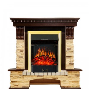 Каминокомплект Royal Flame Pierre Luxe угловой - Темный дуб / Сланец с очагом Majestic FX Brass