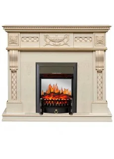 Каминокомплект Royal Flame Corsica - Слоновая кость с патиной (Ширина 1100) с очагом Fobos FX M Black