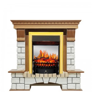 Каминокомплект Royal Flame Pierre Luxe - Дуб / Белый с очагом Fobos FX M Brass