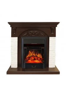 Каминокомплект Royal Flame Bern Сланец мелкий белый / Темный дуб с очагом Majestic FX Black
