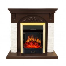 Каминокомплект Royal Flame Bern Сланец мелкий белый / Темный дуб с очагом Majestic FX Brass