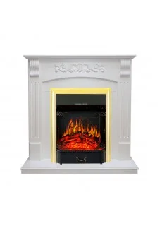 Каминокомплект Royal Flame Sorrento угловой - Белый дуб с очагом Majestic FX Brass