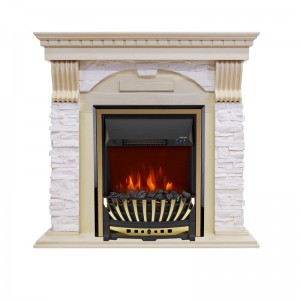 Каминокомплект Royal Flame Dublin - Слоновая кость с патиной / Сланец крем с очагом Aspen Gold