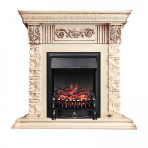 Каминокомплект Royal Flame Luxemburg (каменный) - Сланец/Cлоновая кость с патиной с очагом Fobos FX Black