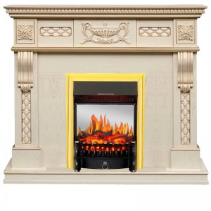 Каминокомплект Royal Flame Corsica - Слоновая кость с патиной (Ширина 1100) с очагом Fobos FX M Brass