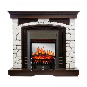 Каминокомплект Royal Flame Glasgow - Темный дуб / Белый с очагом Fobos FX M Black