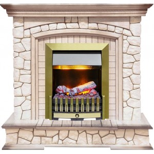 Каминокомплект Dimplex Preston - Белый/Слоновая кость с патиной с очагом Danville Antique Brass FB2