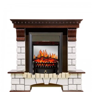 Каминокомплект Royal Flame Pierre Luxe - Темный дуб / Белый с очагом Fobos FX M Black