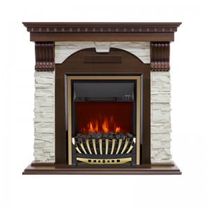 Каминокомплект Royal Flame Dublin угловой - Темный дуб / Сланец белый с очагом Aspen Gold