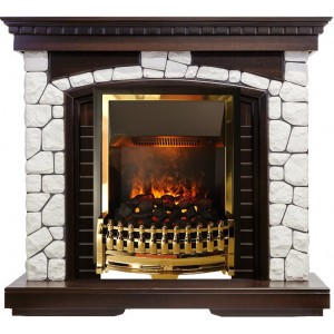 Каминокомплект Dimplex Glasgow - Темный дуб / Белый с очагом Atherton