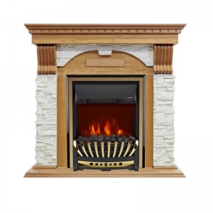 Каминокомплект Royal Flame Dublin - Дуб / Сланец белый с очагом Aspen Gold