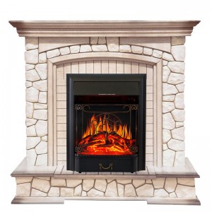 Каминокомплект Royal Flame Preston - Белый/Слоновая кость с патиной с очагом Majestic FX Black
