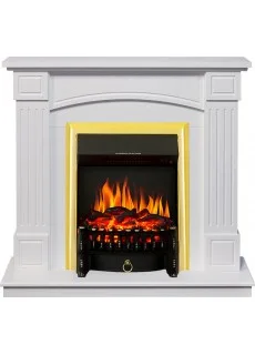 Каминокомплект Royal Flame Boston - Белый (Высота 925см) с очагом Fobos FX Brass