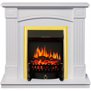 Каминокомплект Royal Flame Boston - Белый (Высота 925см) с очагом Fobos FX Brass