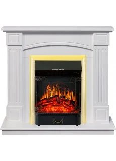 Каминокомплект Royal Flame Boston - Белый (Высота 925см) с очагом Majestic FX Brass