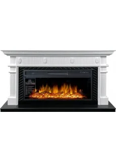 Каминокомплект Royal Flame Carlyle - Белый с черным с очагом Vision 42 LOG LED