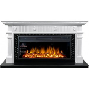 Каминокомплект Royal Flame Carlyle - Белый с черным с очагом Vision 42 LOG LED