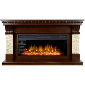 Каминокомплект Royal Flame Denver - Темный дуб / Бежевый (Ширина 1500 мм) с очагом Vision 42 LOG LED