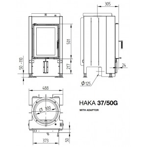 Каминная топка Hoxter Haka 37 50G Адаптер под аккумулятивные кольца HOXTER