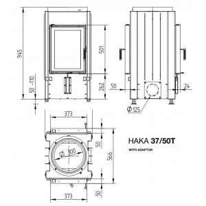 Каминная топка Hoxter Haka 37 50T Адаптер под аккумулятивные кольца HOXTER