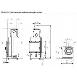 Каминная топка Hoxter Ecka 51 51 51L(R) Чугунный дымосборник