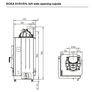 Каминная топка Hoxter Ecka 51 51 51L(R) Чугунный дымосборник