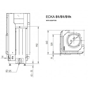 Каминная топка Hoxter Ecka 51 51 51h Адаптер под аккумулятивные кольца HOXTER
