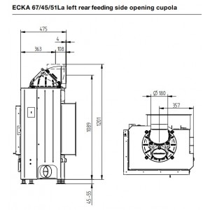 Каминная топка Hoxter Ecka 67 45 51La(Ra) Чугунный дымосборник